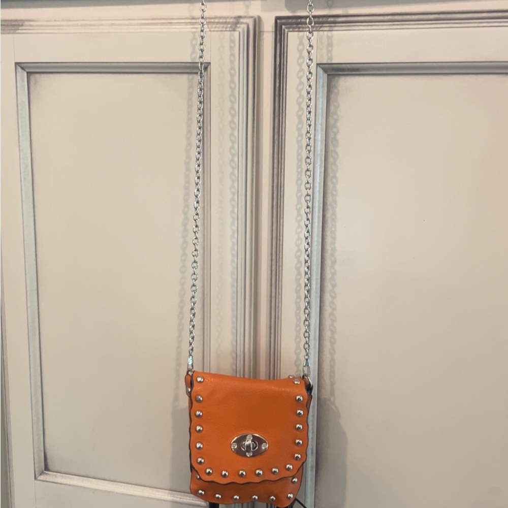 Orange Studded Crossbody Bag